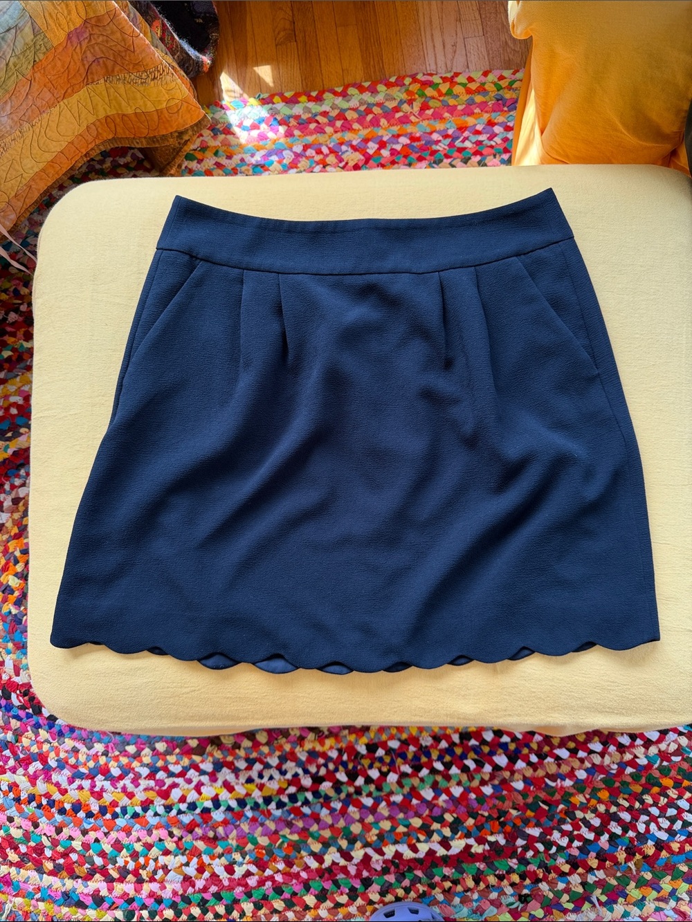 Navy Scalloped Hem Mini Skirt - Ann Taylor Loft
